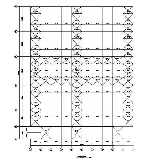 破碎机厂门式刚架厂房结构CAD施工图纸（7度抗震）(平面布置图) - 1