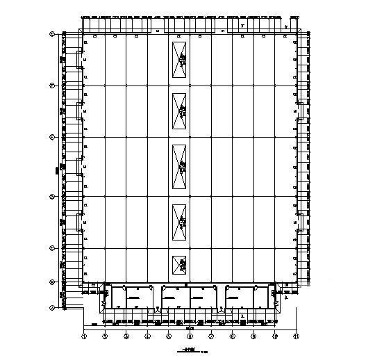 破碎机厂门式刚架厂房结构CAD施工图纸（7度抗震）(平面布置图) - 2