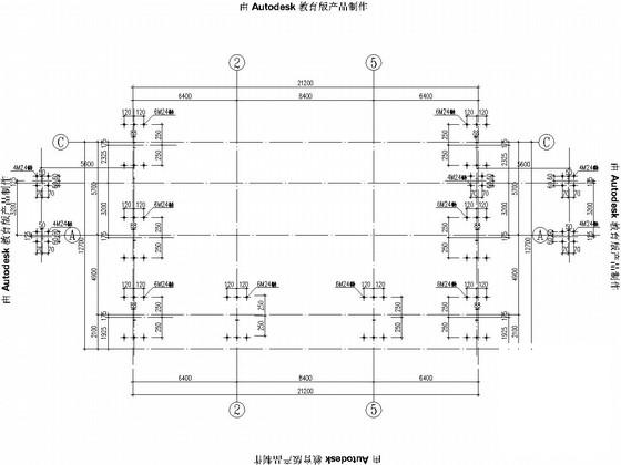 广场门式刚架结构平台结构CAD施工图纸（6度抗震） - 2
