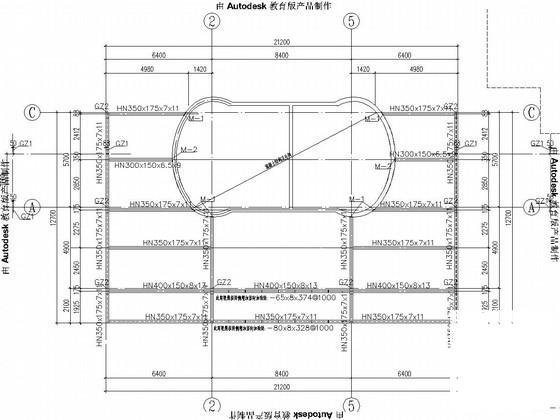广场门式刚架结构平台结构CAD施工图纸（6度抗震） - 3