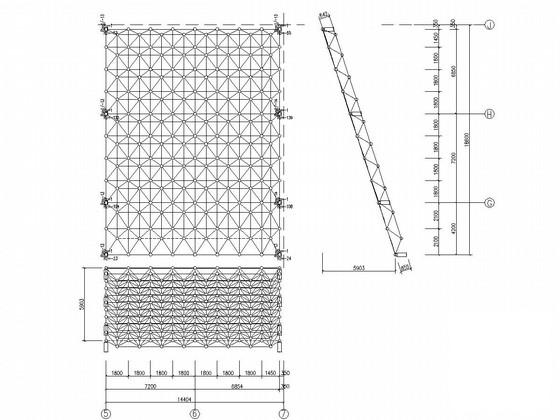 两层钢结构网架展览馆结构CAD施工图纸(玻璃屋顶) - 1