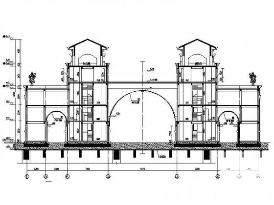 国际商业区大门建筑施工CAD图纸 - 2