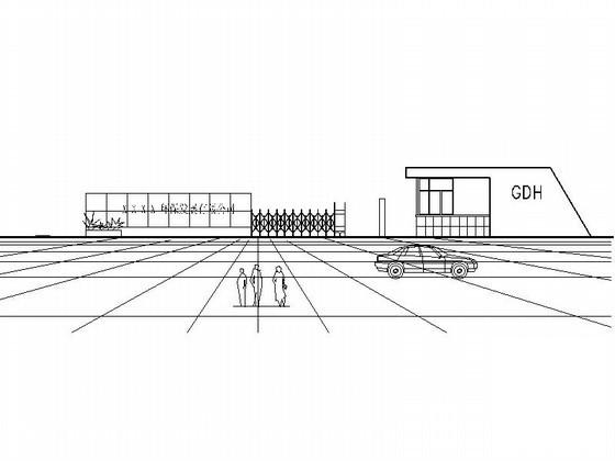 污水厂大门及围墙建筑CAD施工图纸(简易化粪池) - 1