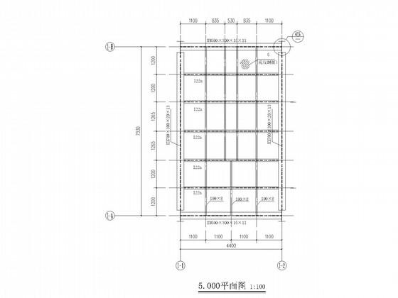 煤磨热风收尘器框架结构CAD施工图纸(基础平面图) - 1