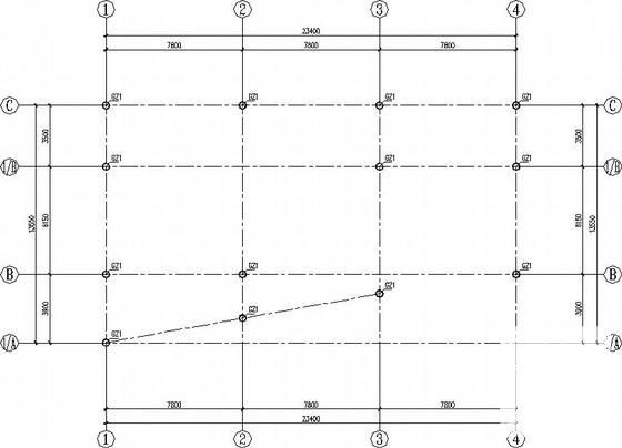 上3层钢框架办公楼结构CAD施工图纸（结构设计总说明）(平面布置图) - 1