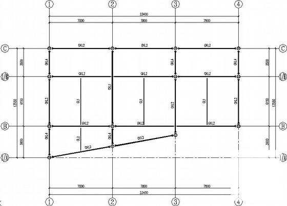 上3层钢框架办公楼结构CAD施工图纸（结构设计总说明）(平面布置图) - 2