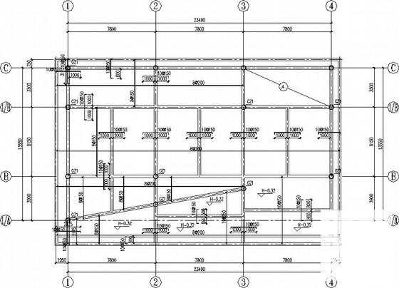 上3层钢框架办公楼结构CAD施工图纸（结构设计总说明）(平面布置图) - 3