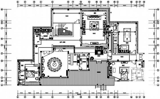 山庄地上3层别墅电气CAD施工图纸（地下1层）(平面布置图) - 1