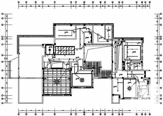 山庄地上3层别墅电气CAD施工图纸（地下1层）(平面布置图) - 2