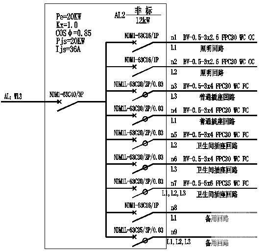 山庄地上3层别墅电气CAD施工图纸（地下1层）(平面布置图) - 4