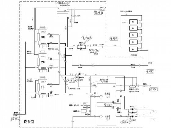 快捷酒店设备间采暖系统设计CAD图纸 - 2