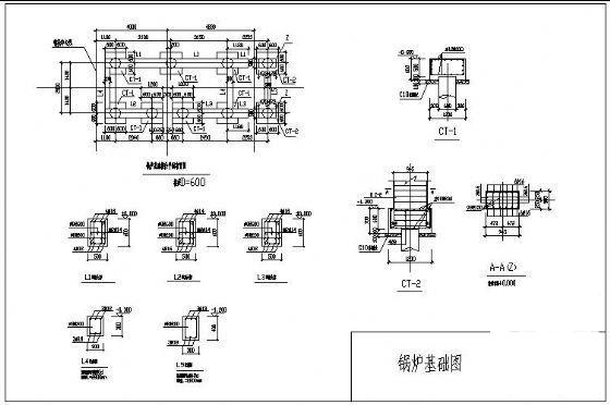锅炉基础节点构造详图纸cad平面布置图 - 1