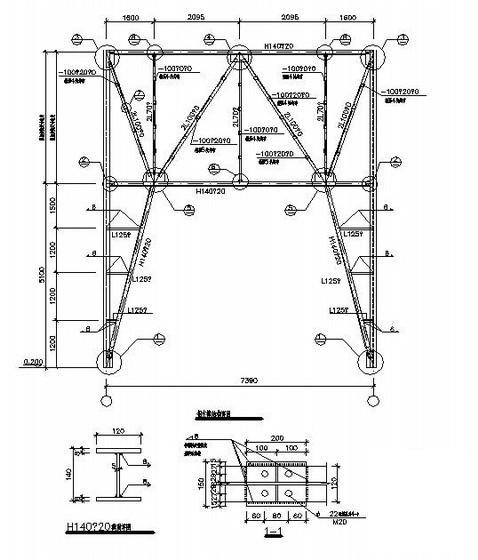 门式钢架详图纸之支撑与梁柱连接cad大样图 - 3