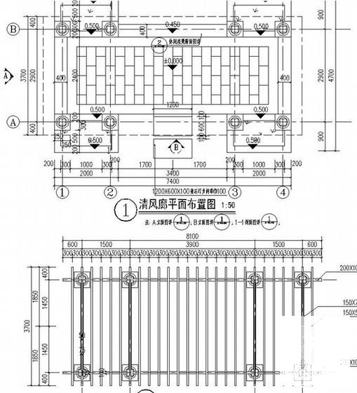 廊架施工dwg和CAD图纸节点详图纸 - 1