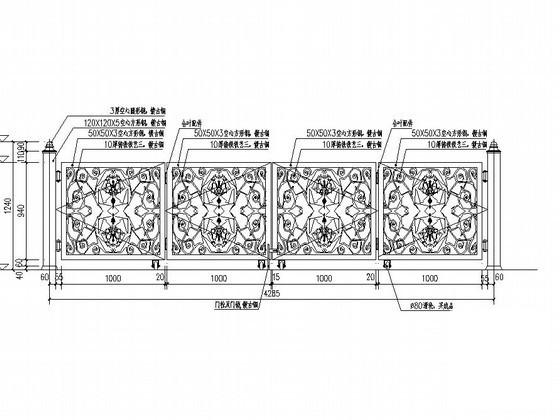 入口铁艺栏杆施工dwg和CAD图纸 - 2