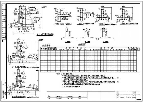 钢筋混凝土挡土墙大样及墙表通用图纸cad - 1