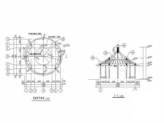 花架景观CAD施工图纸(剖立面图).dwg - 2