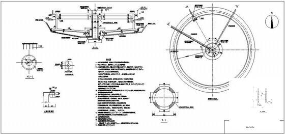 圆形水池构造详图纸cad平面布置图 - 2