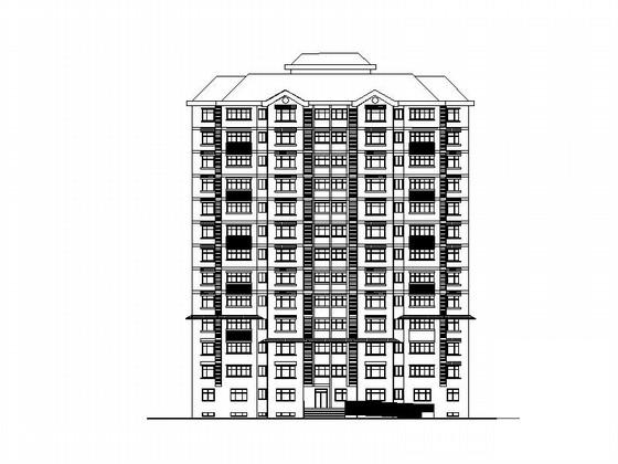 高层坡屋顶居住小区建筑施工图纸cad平面图及剖面图,立面图 - 1