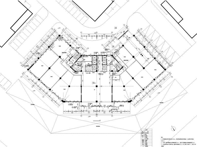 服饰产业园丙类高层厂房建筑施工图 一层平面图