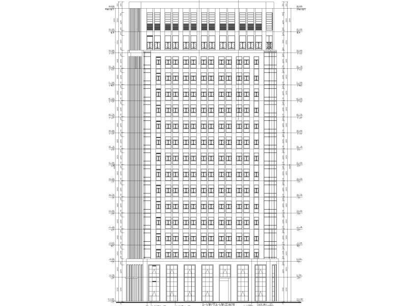 莲湖大厦16层框筒结构办公楼建筑施工图 立面图2