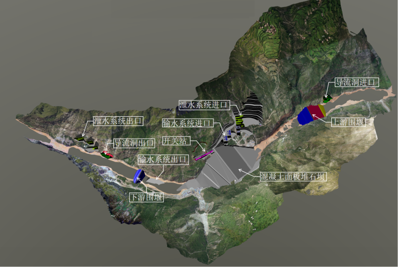 水电站实景鸟瞰图