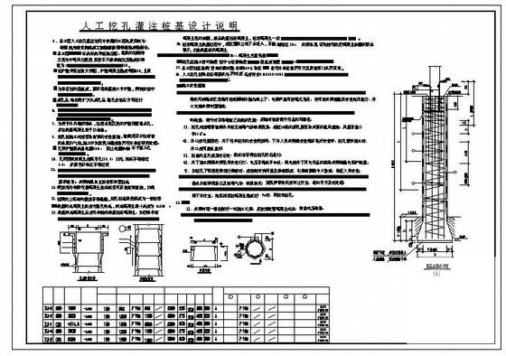 人工挖孔灌注桩基设计说明及节点构造详图纸cad - 1