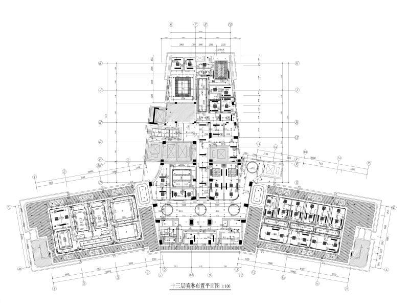 十三层喷淋布置平面图