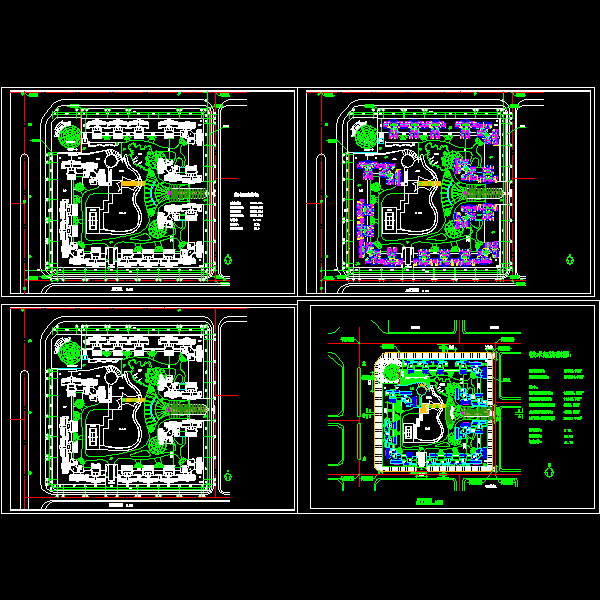 高层住宅楼小区平面规划图（4页CAD图纸） - 1