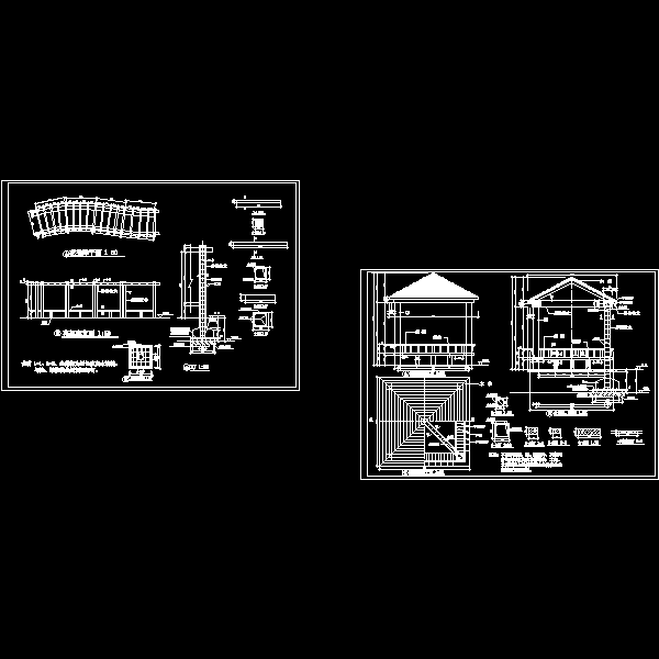 廊亭建筑结构设计CAD施工方案图纸 - 1
