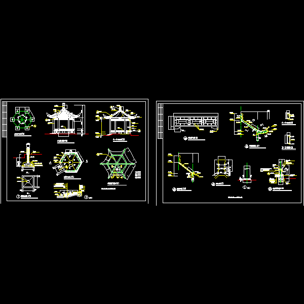 六角古亭施工CAD详图纸 - 1