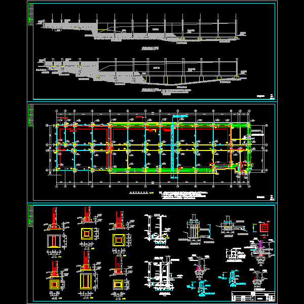 学院教学楼地基处理结构节点构造详细设计CAD图纸(平面布置图) - 1