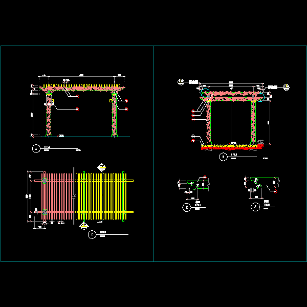 景观花架施工详细设计CAD图纸 - 1