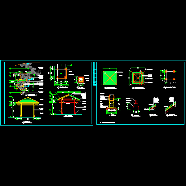 四角木亭施工详细设计CAD图纸 - 1