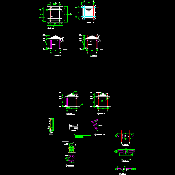 公园木质景观亭设计CAD图纸详图 - 1
