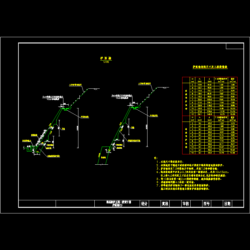 边坡实体护面墙设计CAD图纸 - 1