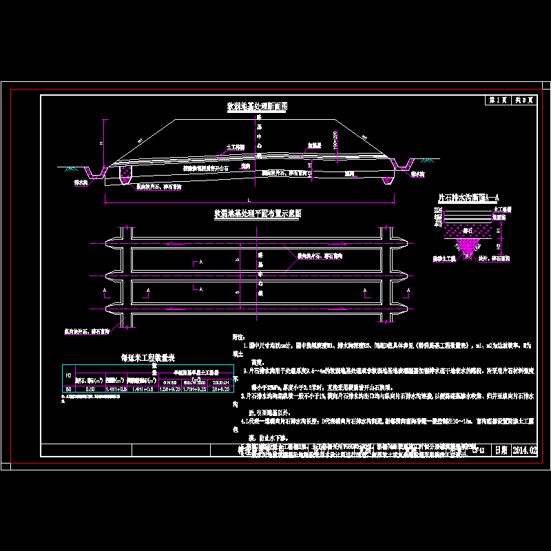 一般水田地段或潮湿阶地路段路基设计CAD图纸 - 1