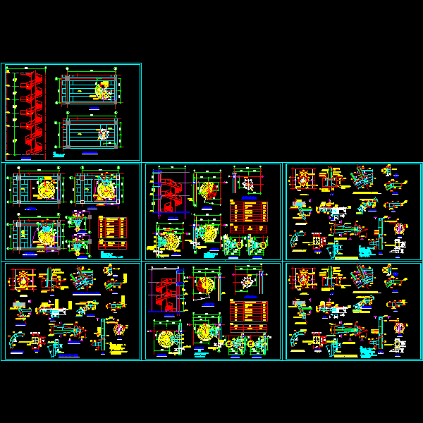 钢旋转楼梯结构节点构造CAD详图（7页图纸） - 1