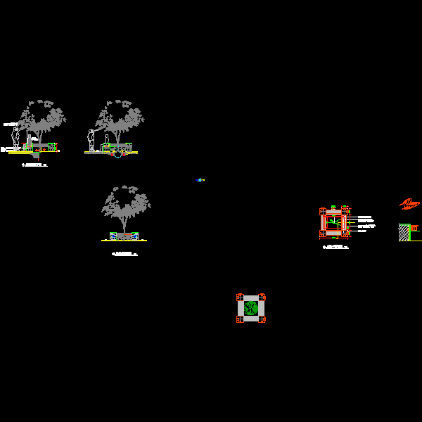 园林公园座凳树池设计CAD图纸详图(节点) - 1