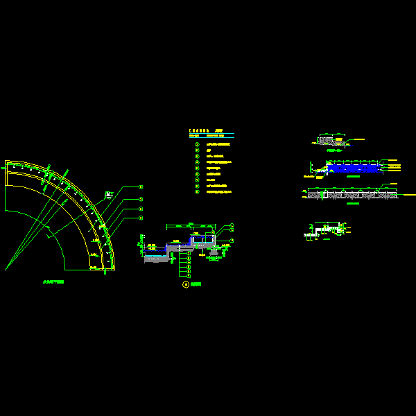 弧形跌水景墙施工大样 - 1
