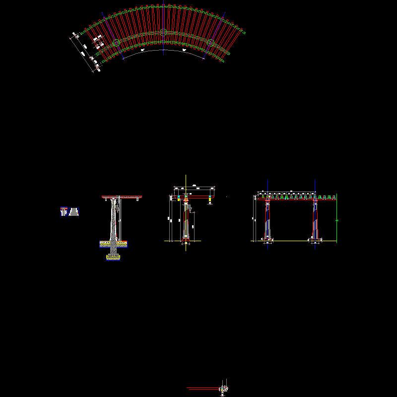 特色弧形廊架设计CAD详图纸（钢筋混凝土） - 1