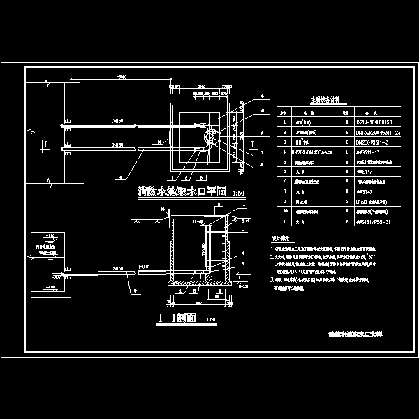 消防水池取水口CAD大样图纸 - 1