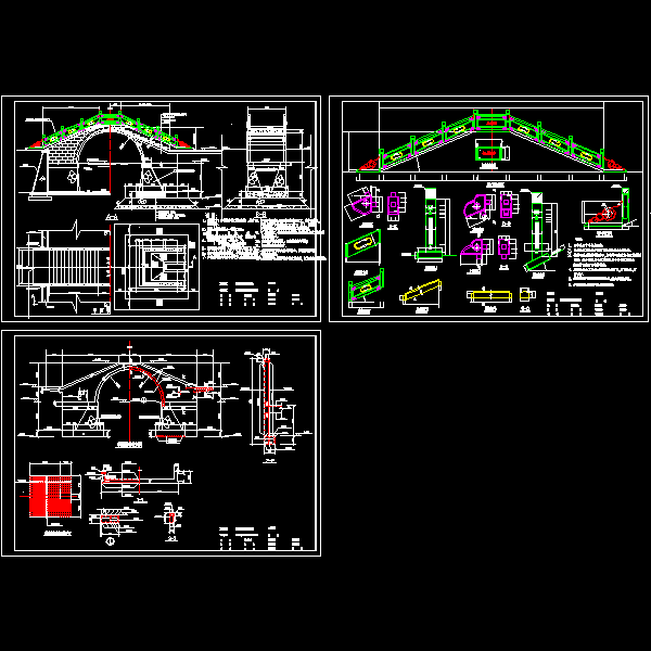 古典拱桥结构建筑结构CAD施工方案图纸(彩钢板屋面) - 1