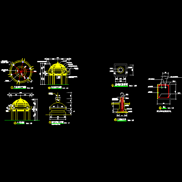 欧式凉亭施工CAD详图纸 - 1