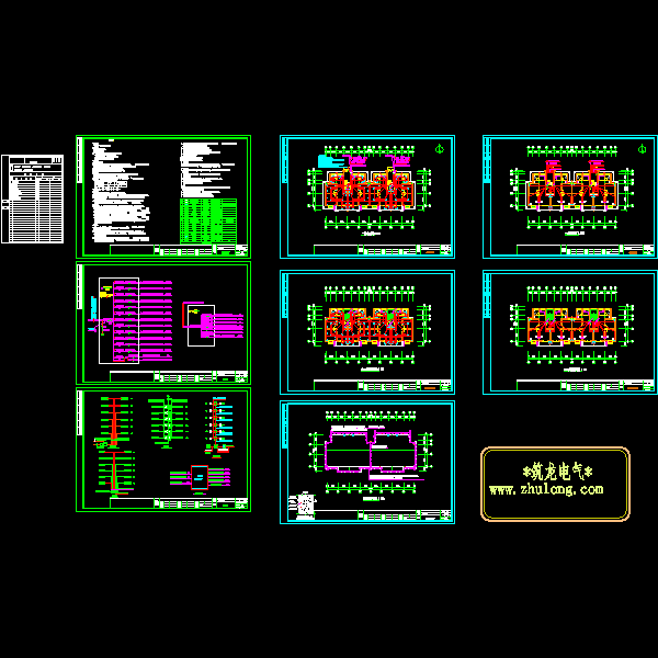 6层住宅楼电气CAD施工图纸(照明灯具布置)(TN-C-S) - 1