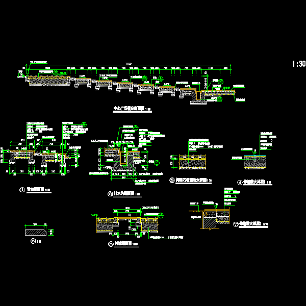 广场中心看台施工详细设计CAD图纸(排水沟) - 1