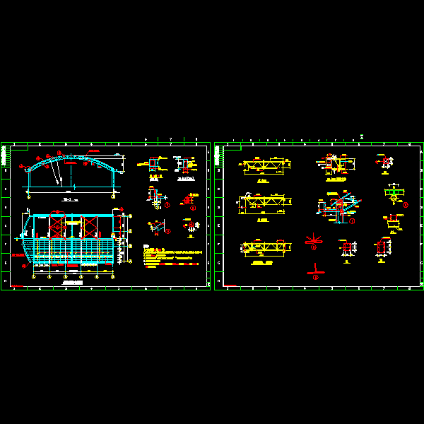 钢管拱形屋架施工节点构造详细设计CAD图纸 - 1