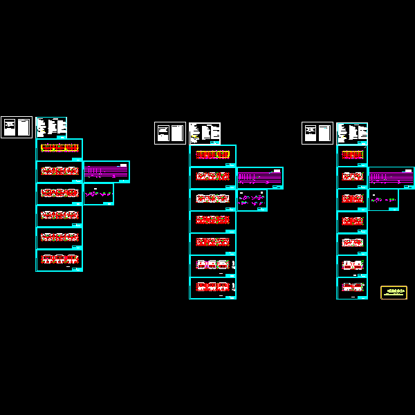 6层小区三栋住宅楼给排水CAD施工方案图纸 - 1