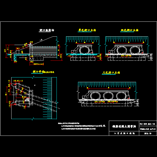 城市政配套工程圆管涵设计CAD图纸(平面立面图) - 4
