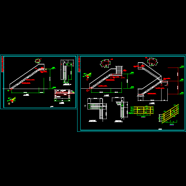 简单式钢结构楼梯平面立面剖面CAD图纸 - 1
